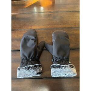 Head Black Womens Large Faux Fur Cuff Mittens